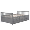 Full Size Daybed With Twin Size Trundle And Drawers - Gray