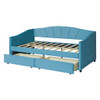 Twin Size Upholstered Daybed With Two Drawers And Slat - Blue