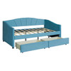 Twin Size Upholstered Daybed With Two Drawers And Slat - Blue