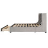 Queen Size Storage Upholstered Platform Bed With Wingback Headboard And A Big Drawer - Gray