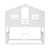 Twin Over Twin House Bunk Bed With Ladder - White