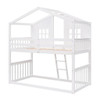 Twin Over Twin House Bunk Bed With Ladder - White