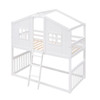 Twin Over Twin House Bunk Bed With Ladder - White