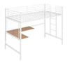 Twin Loft Bed With Desk And Grid - White