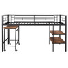 Twin Size Loft Bed With Desk And Shelves - Black
