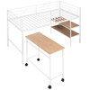 Twin Size Loft Bed With Desk And Shelves - White