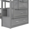 Full Over Twin & Twin Classic Triple Bunk Bed With Drawers And Guardrails - Gray