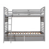 Twin Over Twin Bunk Bed With 2 Drawers - Gray