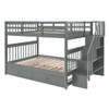 Full Over Full Stairway Bunk Bed With Twin Size Trundle, Storage And Guard Rail For Bedroom - Gray