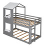 Twin Over Twin Bunk Bed With Roof, Window, Guardrail, Ladder - White