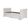Twin Size Upholstered Daybed With Drawers, Slat Support - Beige