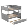 Full Over Full Bunk Bed With Twin Size Trundle - Gray