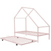 Twin Size House Bed With Trundle - Pink