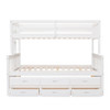 Twin Over Full Bunk Bed With Twin Size Trundle, With Drawers For Bedroom - White