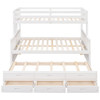Twin Over Full Bunk Bed With Twin Size Trundle, With Drawers For Bedroom - White