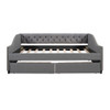 Full Size Upholstered Daybed With Two Drawers, Slat Support - Gray