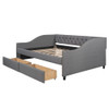 Full Size Upholstered Daybed With Two Drawers, Slat Support - Gray