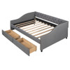 Full Size Upholstered Daybed With Two Drawers, Slat Support - Gray