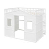 Full Size House Loft Bed With Ladder - White