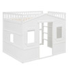 Full Size House Loft Bed With Ladder - White
