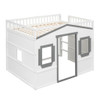 Full Size House Loft Bed With Ladder - White / Gray