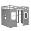 Full Size House Loft Bed With Ladder - Gray / White