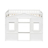Twin Size House Loft Bed With Ladder - White
