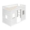 Twin Size House Loft Bed With Ladder - White