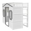 Twin Size House Loft Bed With Ladder - White / Gray