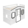 Twin Size House Loft Bed With Ladder - White / Gray