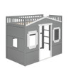 Twin Size House Loft Bed With Ladder - Gray / White