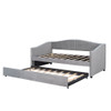 Twin Size Upholstered Daybed Sofa Bed With Trundle And Slat - Gray