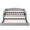 Twin Size Upholstered Daybed Sofa Bed With Trundle And Slat - Gray