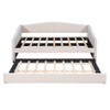Twin Size Upholstered Daybed Sofa Bed With Trundle And Slat - Beige