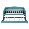 Twin Size Upholstered Daybed Sofa Bed With Trundle And Slat - Blue