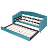 Twin Size Upholstered Daybed Sofa Bed With Trundle And Slat - Blue
