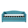 Twin Size Upholstered Daybed Sofa Bed With Trundle And Slat - Blue