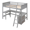 Twin Size Loft Bed With Shelves With Desk - Gray