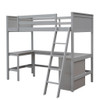Twin Size Loft Bed With Shelves With Desk - Gray