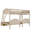 Full Over Twin & Twin Triple Bunk Bed With Drawers And Guardrails - Beige