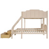 Full Over Twin & Twin Triple Bunk Bed With Drawers And Guardrails - Beige