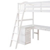 Twin Size Loft Bed With Drawers, Cabinet, Shelves With Desk - White