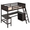 Twin Size Loft Bed With Shelves With Desk - Espresso