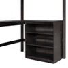 Twin Size Loft Bed With Shelves With Desk - Espresso