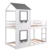 Twin Over Twin Bunk Bed & Roof, Window, Guardrail, Ladder - White