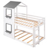 Twin Over Twin Bunk Bed & Roof, Window, Guardrail, Ladder - White