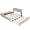 Queen Size Upholstered Platform Bed With 2 Drawers And 1 Twin Long Trundle - Dark Beige