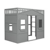 Twin Size House Loft Bed With Ladder - Gray
