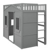 Twin Size House Loft Bed With Ladder - Gray
