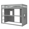 Twin Size House Loft Bed With Ladder - Gray